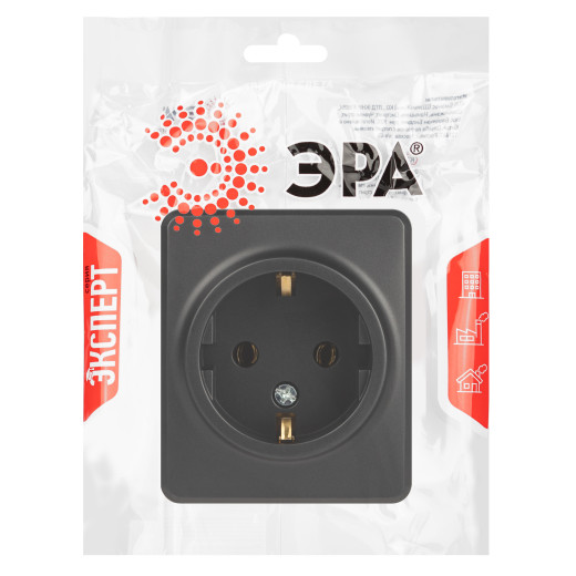 Розетка ЭРА Эксперт 11-2203-05 2P+E Schuko IP20 16A-250В ОУ антрацит