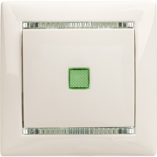 Выключатель одноклавишный с подсветкой - Legrand Valena - 10А 250В схема 1L безвинтовые зажимы - белый