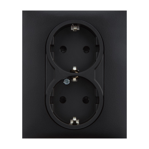 SUNO. Силовая розетка двойная 2х2К+З 16А 250В. С защитными шторками. Безвинтовые зажимы Цвет 