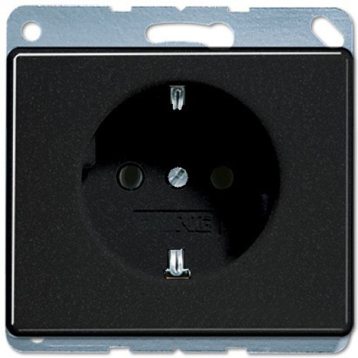 Штепсельная розетка SCHUKO 16А / 250В, пружинные зажимы, металл, черный, SL500