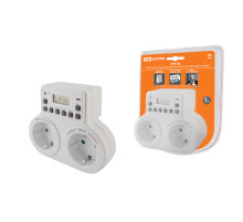 TDM Таймер розеточный ТРЭ-03-1мин/7дн-10on/off-2х8А-2р (недельный, 2 розетки)