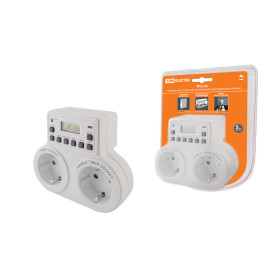 TDM Таймер розеточный ТРЭ-03-1мин/7дн-10on/off-2х8А-2р (недельный, 2 розетки)