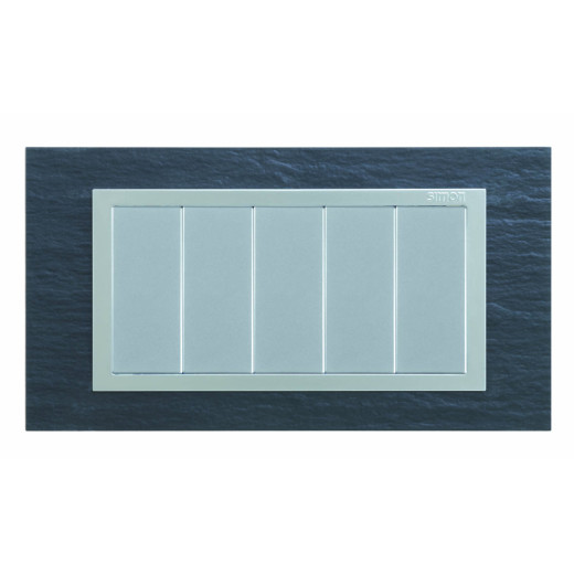 Рамка с суппортом на 5 узких модулей, S82C, сланец - алюминий (композит)