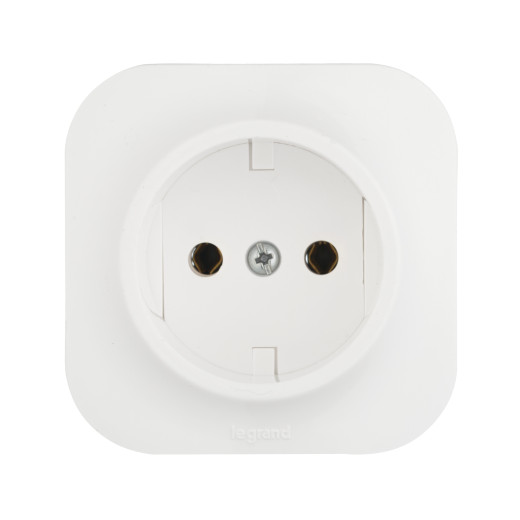 Розетка без заземления - Legrand Quteo - без шторок IP20 16А 250В винтовые зажимы накладной монтаж - белый