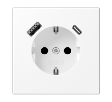 JUNG LS 990 Белый матовый Розетка с USB-зарядным устройством, тип A+С, SCHUKO