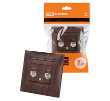 TDM Розетка компьютерная двойная RJ45 венге 