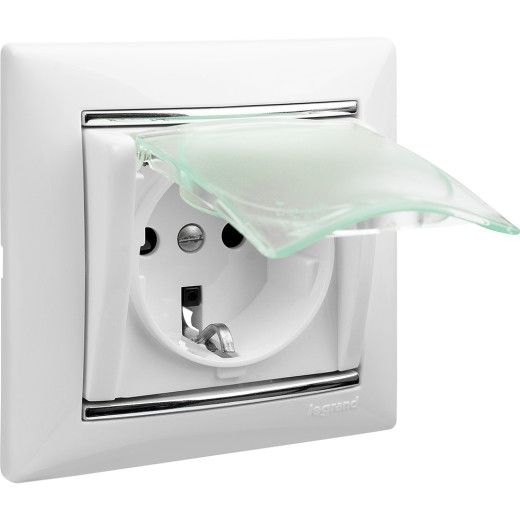 Розетка с заземлением IP44 - Legrand Valena - со шторками с защитной крышкой 16А 250В винтовые зажимы - белый