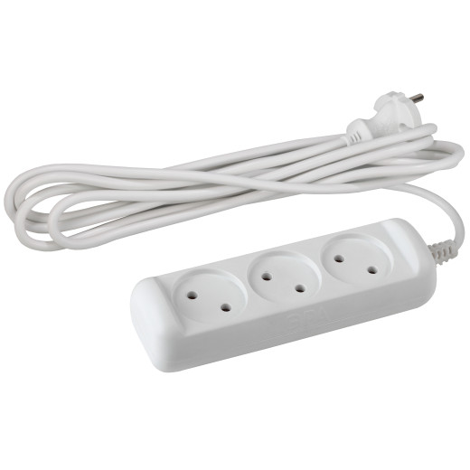 Удлинитель электрический ЭРА  U-3-1,5m-2x1 без заземления 3 розетки 1,5м ПВС 2x1мм2 10А