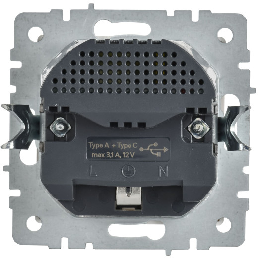 BRITE Роз. с з/к/ш 16А с USB A+C 18Вт РЮш11-1-БрАБ а/б IEK