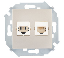 Simon 15 Шампань Розетка ТЛФ + комп RJ11+RJ45 кат.5е