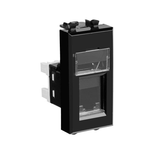 Телефонная розетка RJ-12 модульная, Avanti, черный квадрат, 1 модуль