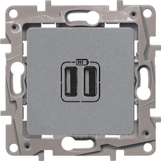 Зарядное устройство USB тип А / тип А - Legrand Etika - 3000мА 15Вт - алюминий