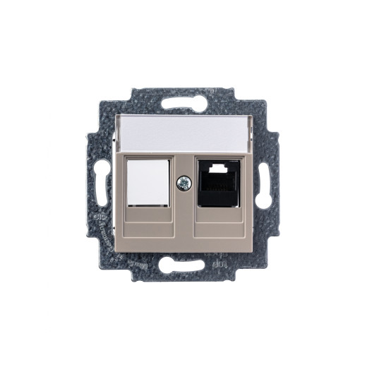 Розетка информационная ABB Levit RJ45 категория 5e и заглушка кофе макиато