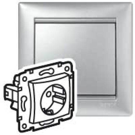 Розетка с заземлением - Legrand Valena - без шторок 16А 250В винтовые зажимы - алюминий