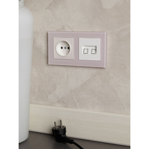 BRITE Рамка 2-мест. РУ-2-2-Бр стекло розовый матовый IEK