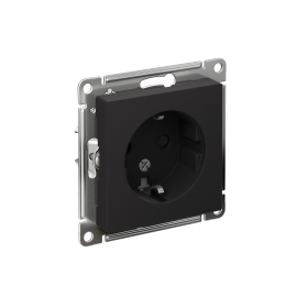 Systeme Electric AtlasDesign Карбон Розетка с/з со шторками, 16А, механизм