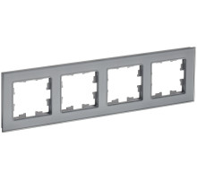 IEK BRITE DECOR Серый глянец стекло Рамка 4-м РУ-4-2-БрСе