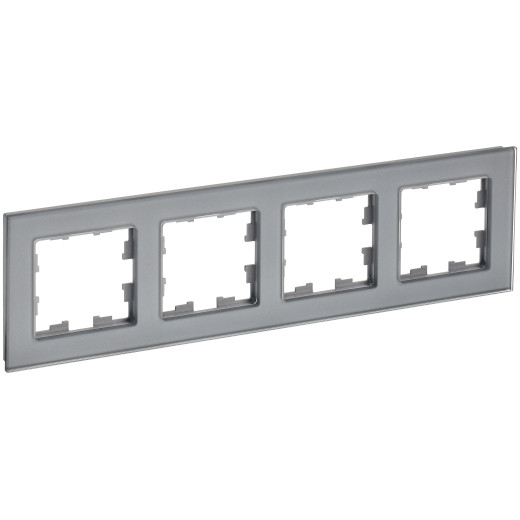 BRITE Рамка 4-мест. РУ-4-2-БрСе стекло сер. IEK