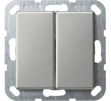 Gira S-55 Сталь Выключатель двухклавишный с самовозвратом 10А 250В, вертикальный