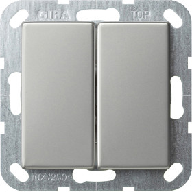 Gira S-55 Сталь Выключатель двухклавишный с самовозвратом 10А 250В, вертикальный