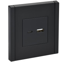 IEK FORTE&PIANO Черный Розетка USB A+C 18Вт FP151