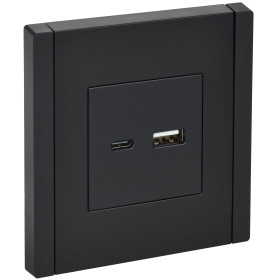 IEK FORTE&PIANO Черный Розетка USB A+C 18Вт FP151