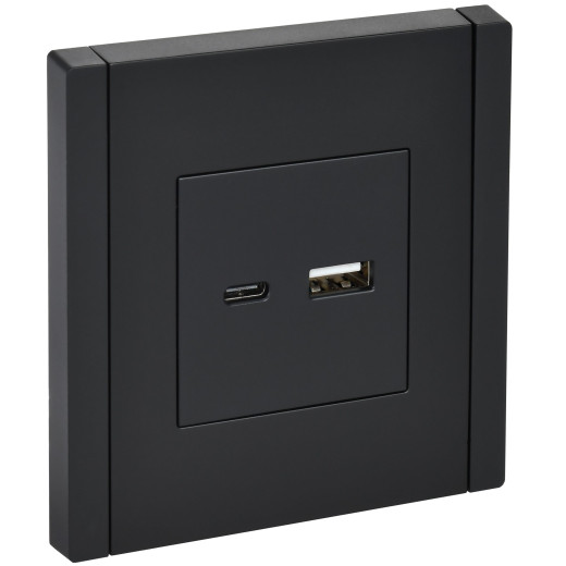 FORTE&PIANO Роз. USB A+C 18Вт FP151 чер. IEK