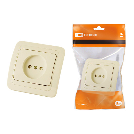 Розетка 2П 10А c защитными шторками сл. кость 