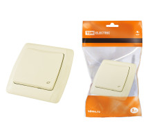 TDM Розетка с крышкой 2П+З с защитными шторками 16А 250В IP44 сл. кость 