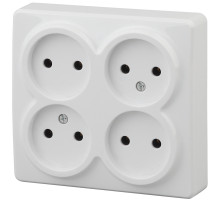 ЭРА Розетка Эксперт 11-2210-01 четверная 4х2P 16A-250В IP20 ОУ горизонтальная белый