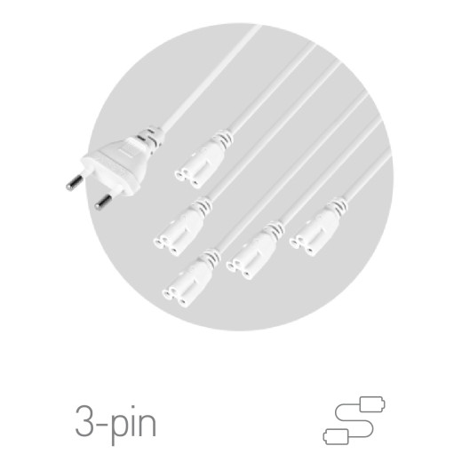 Разветвитель сетевой для линейных светильников ЭРА 5х IEC C5 3pin 2m для подключения 5 светильников