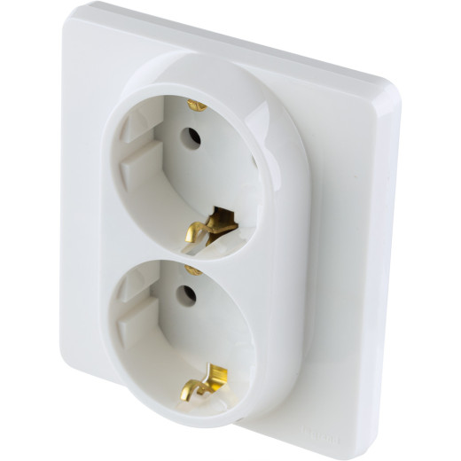 Розетка двойная с заземлением - Legrand/Daccord Inspiria - без шторок в сборе 16А 250В винтовые зажимы - белый