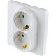 Розетка двойная с заземлением - Legrand/Daccord Inspiria - без шторок в сборе 16А 250В винтовые зажимы - белый