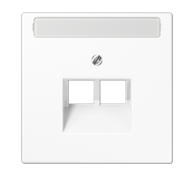 JUNG LS 990 Белая Накладка 2-ой наклонной ТЛФ/комп розетки с полем для надписи