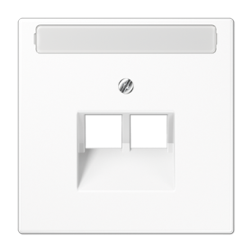 JUNG LS 990 Белая Накладка 2-ой наклонной ТЛФ/комп розетки с полем для надписи