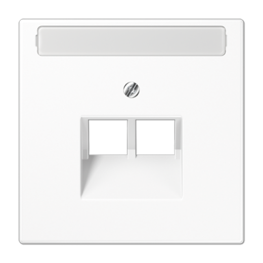 Крышка для сдвоенной телефонной и компьютерной розетки UAE с полем для надписи, белая