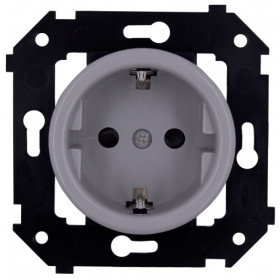 BIRONI Шедель Пластик Титан Розетка с/з (скрытый монтаж)