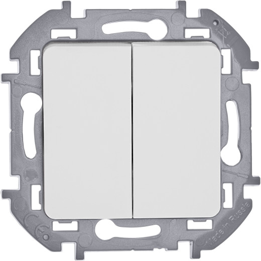 Выключатель двухклавишный - Legrand/Daccord Inspiria - 10АХ 250В безвинтовые зажимы - белый