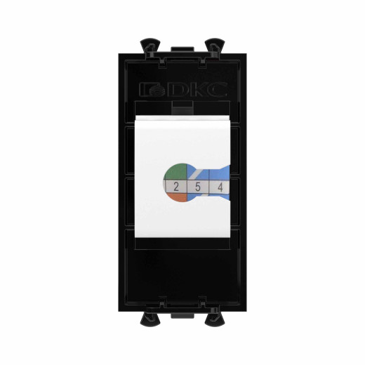 Телефонная розетка RJ-12 без шторки модульная, Avanti, черный квадрат, 1 модуль