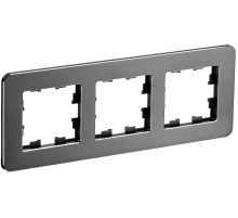 IEK BRITE DECOR Титан металл. скругл.угол Рамка 3-м РУ-3-1-Бр RE