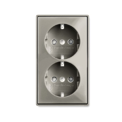 Розетка SCHUKO 16А 250В, двойная, c шторками, Basic 55, шампань