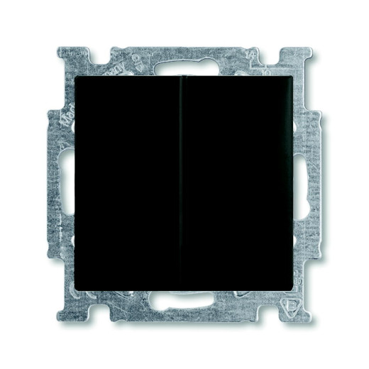 Механизм 2-клавишного, 1-пол. выключателя с клавишей, с линзой подсветки, с лампой, Basic 55, ch?teau-black