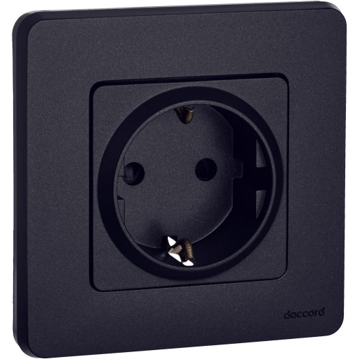 Розетка с заземлением - Legrand/Daccord Inspiria - со шторками 16А 250В винтовые зажимы - антрацит