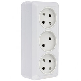 EKF PROxima Рим Розетка 3-местная 10А без заземления белая.