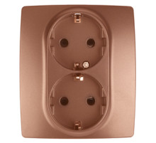 ЭРА Розетка Серия 12 12-2104-14 2X2P+E Schuko со шторками 16A-250В IP20 медь