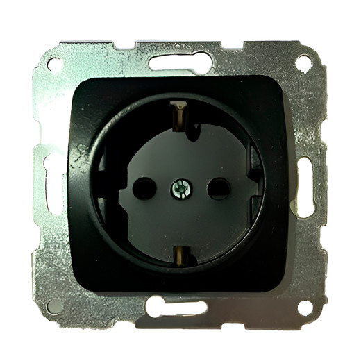 DEA Розетка 1-ая с/з с/у 16А меx. Черный Металлик KRANZ