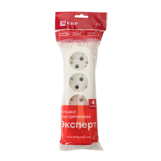 Колодка 4 гн. 16А 3,5кВт с/з Эксперт EKF PROxima