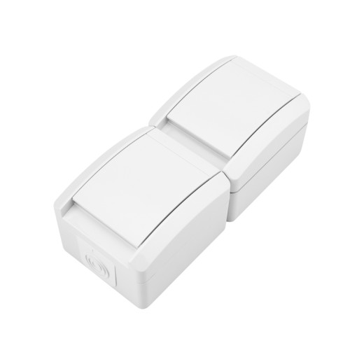 Блок вертикальный 2 розетки INDUSTRIAL IP54 с/з, о/у, белый KRANZ