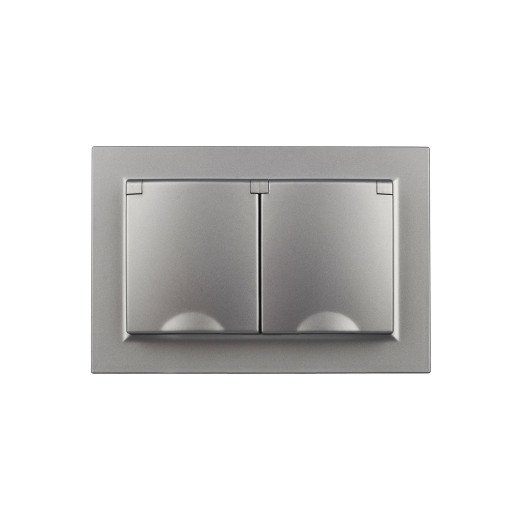 BRITE Роз. 2-я с кр. 16А в сб IP44 РСбш12-3-44-БрС сталь IEK