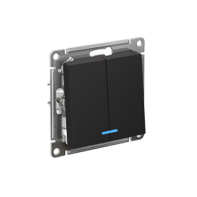 Systeme Electric AtlasDesign Карбон Выключатель 2-клавишный с подсвет.,сх.5а, 10АХ, мех., быстрозажим. клем.